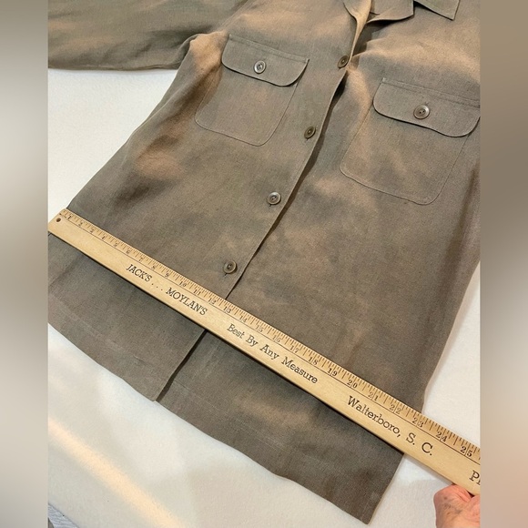 Evelyn & Arthur 100% Linen shirt, jacket, size, large  brown olive color career - Picture 9 of 9